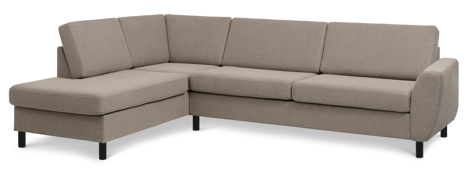 Produktbillede af Wendy set 2 OE left sofa m. chaiselong antelope beige polyester stof og sort træ i premium kvalitet