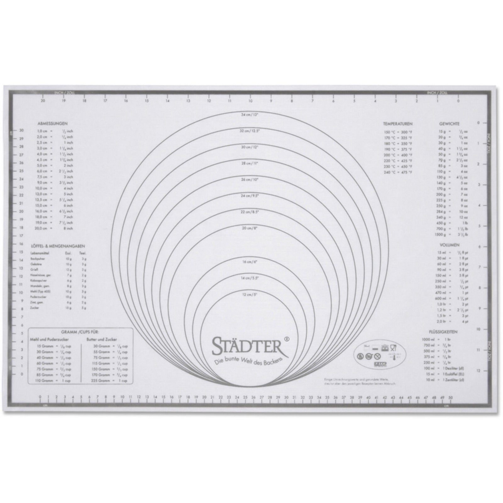 Städter Städter Bageark i Glasfiber/Silikone Gradueret 60 cm x 40 cm – produktbillede (Bagetilbehør)