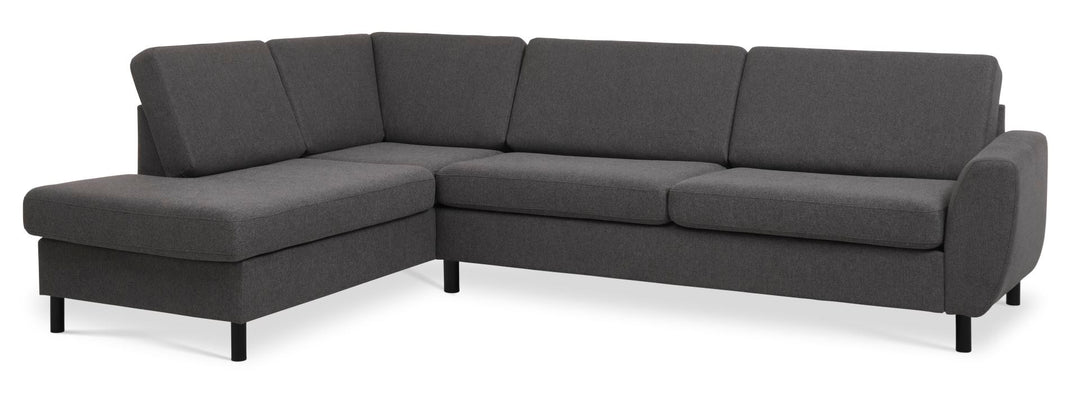 Produktbillede af Wendy set 2 OE left sofa m. chaiselong antracitgrå polyester stof og sort træ i premium kvalitet