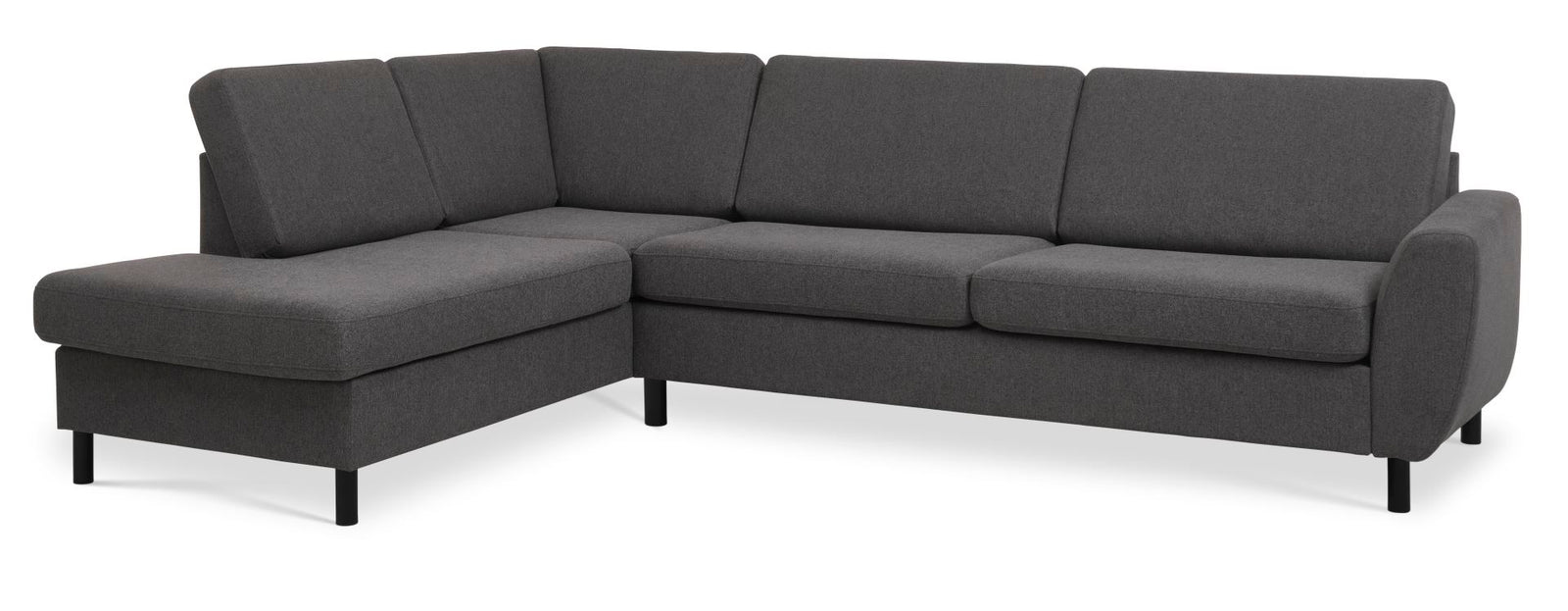 Produktbillede af Wendy set 2 OE left sofa m. chaiselong antracitgrå polyester stof og sort træ i premium kvalitet