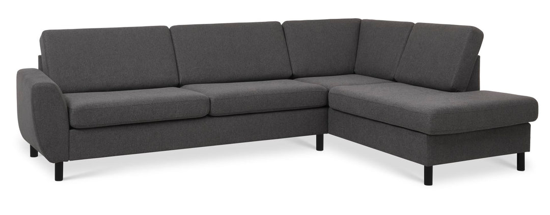 Produktbillede af Wendy set 3 OE right sofa m. chaiselong antracitgrå polyester stof og sort træ i premium kvalitet