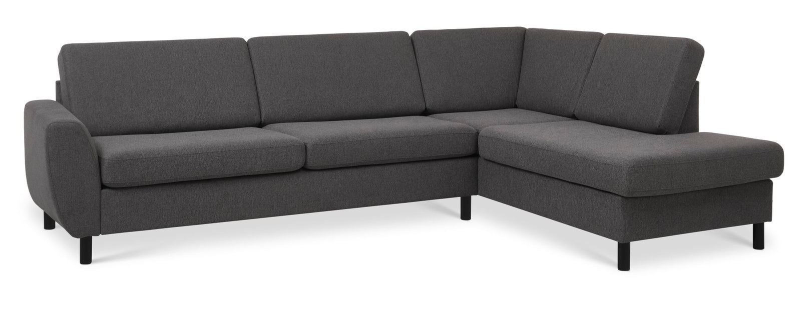 Produktbillede af Wendy set 3 OE right sofa m. chaiselong antracitgrå polyester stof og sort træ i premium kvalitet