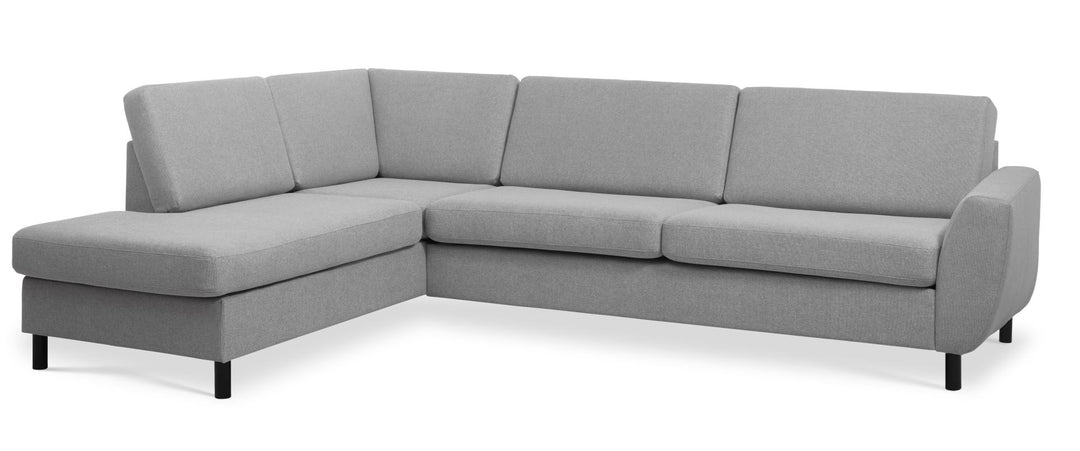 Produktbillede af Wendy set 2 OE left sofa m. chaiselong grå polyester stof og sort træ i premium kvalitet