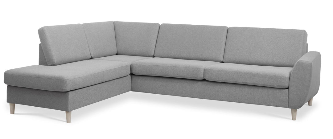 Produktbillede af Wendy set 2 OE left sofa m. chaiselong grå polyester stof og natur træ i premium kvalitet