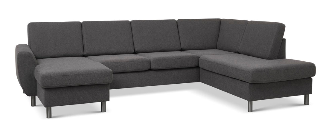 Produktbillede af Wendy set 5 U OE right sofa m. chaiselong antracitgrå polyester stof og børstet aluminium i premium kvalitet