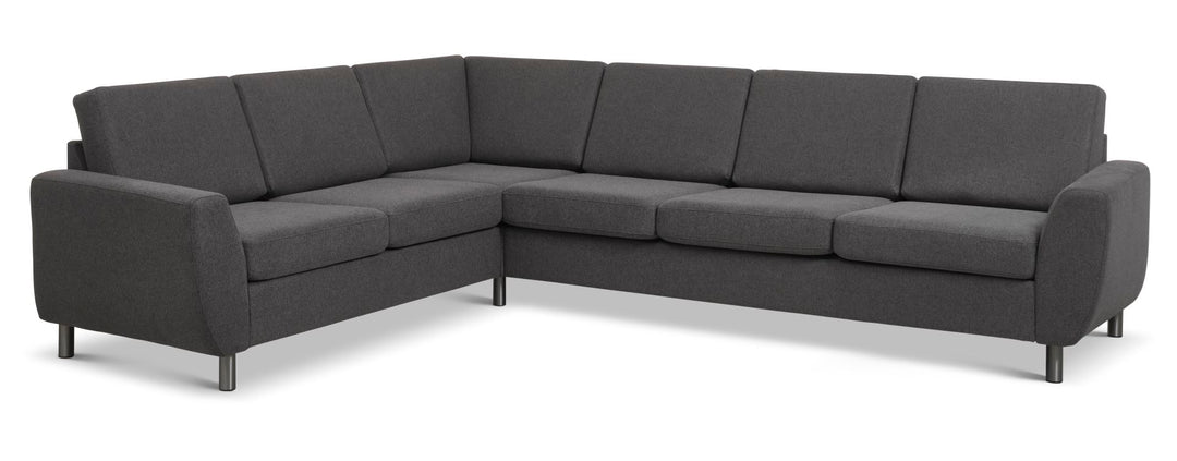Wendy set 7 corner hjørnesofa antracitgrå polyester stof og børstet aluminium