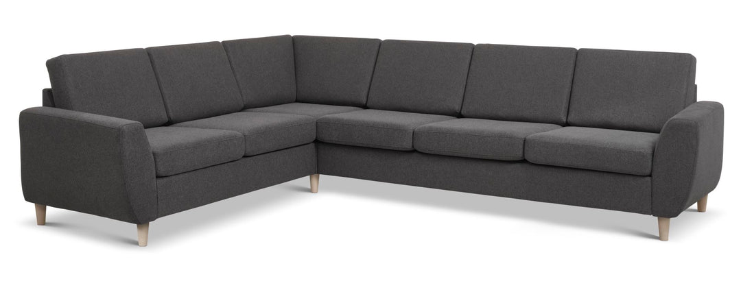 Produktbillede af Wendy set 7 corner hjørnesofa antracitgrå polyester stof og natur træ i premium kvalitet
