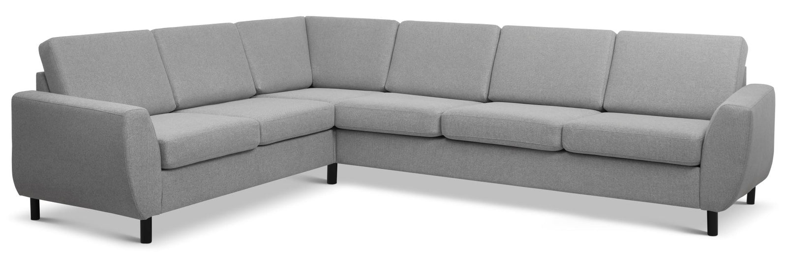 Produktbillede af Wendy set 7 corner hjørnesofa grå polyester stof og sort træ i premium kvalitet