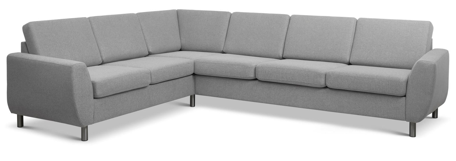 Produktbillede af Wendy set 7 corner hjørnesofa grå polyester stof og børstet aluminium i premium kvalitet