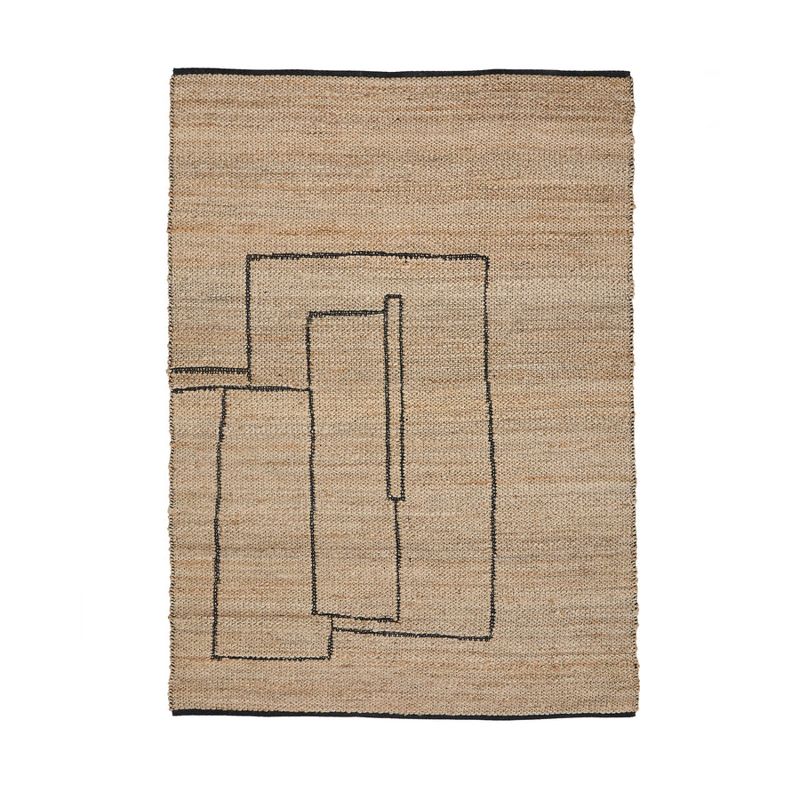 KAVE HOME Velira grafisk gulvtæppe rektangulær natur jute 160x230