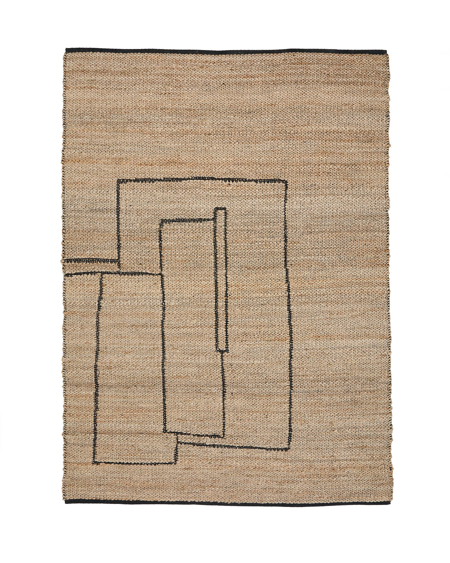 KAVE HOME Velira grafisk gulvtæppe rektangulær natur jute 200x300