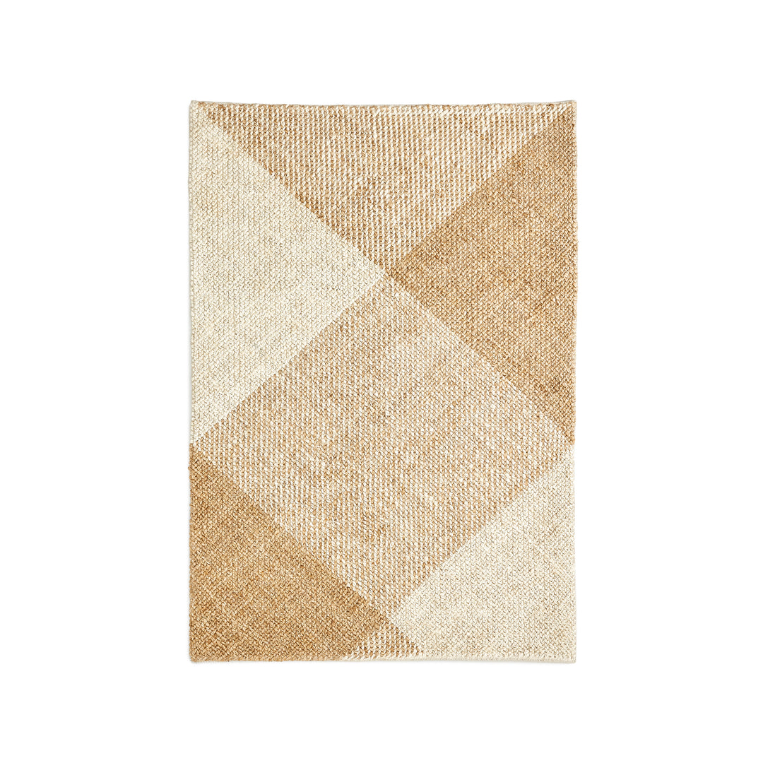 KAVE HOME Maelan gulvtæppe ternet rektangulær natur/brun jute/bomuld 160x230