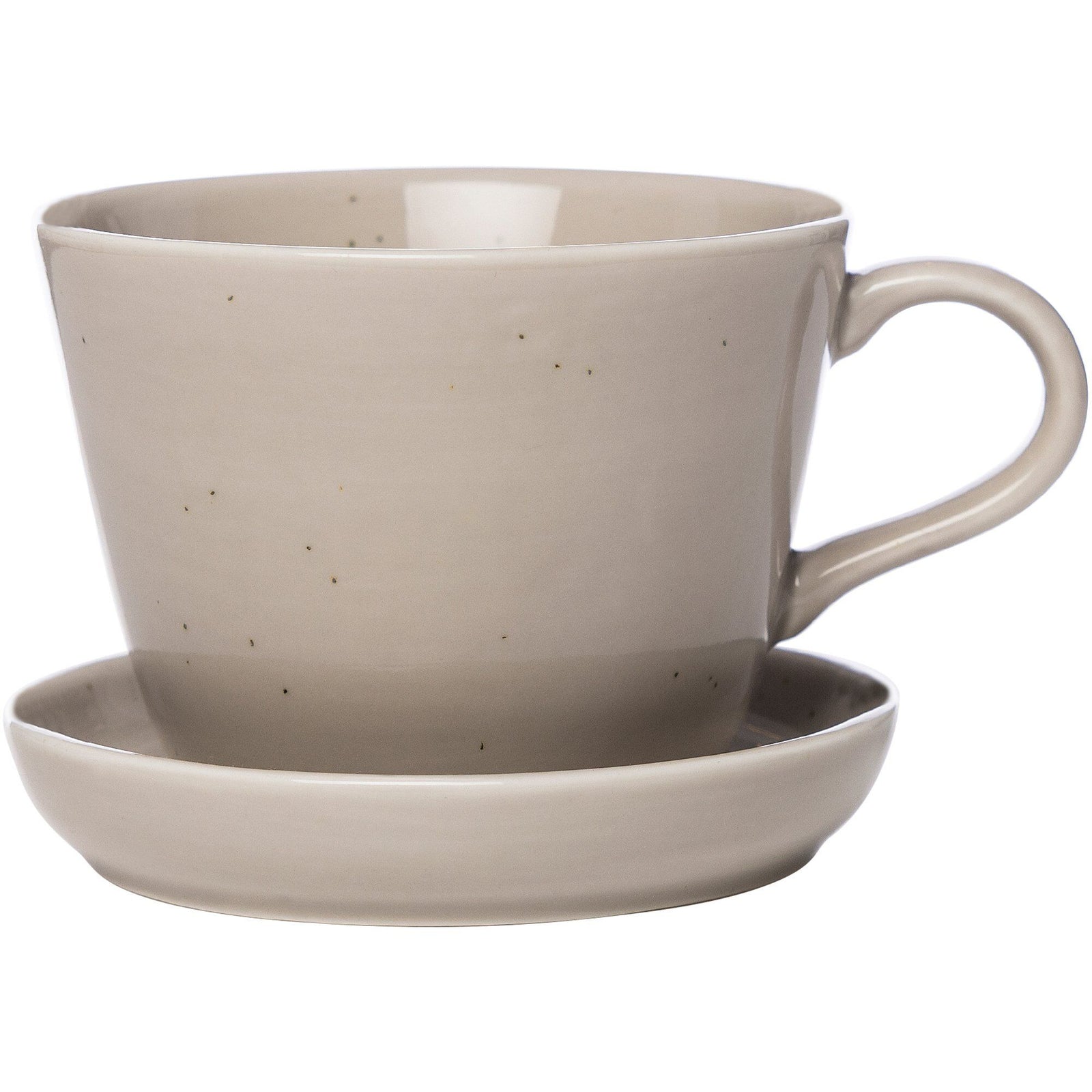 Ernst Ernst Kaffekop med underkop i porcelæn 20 cl, sand – close-up (Kopper med fad)