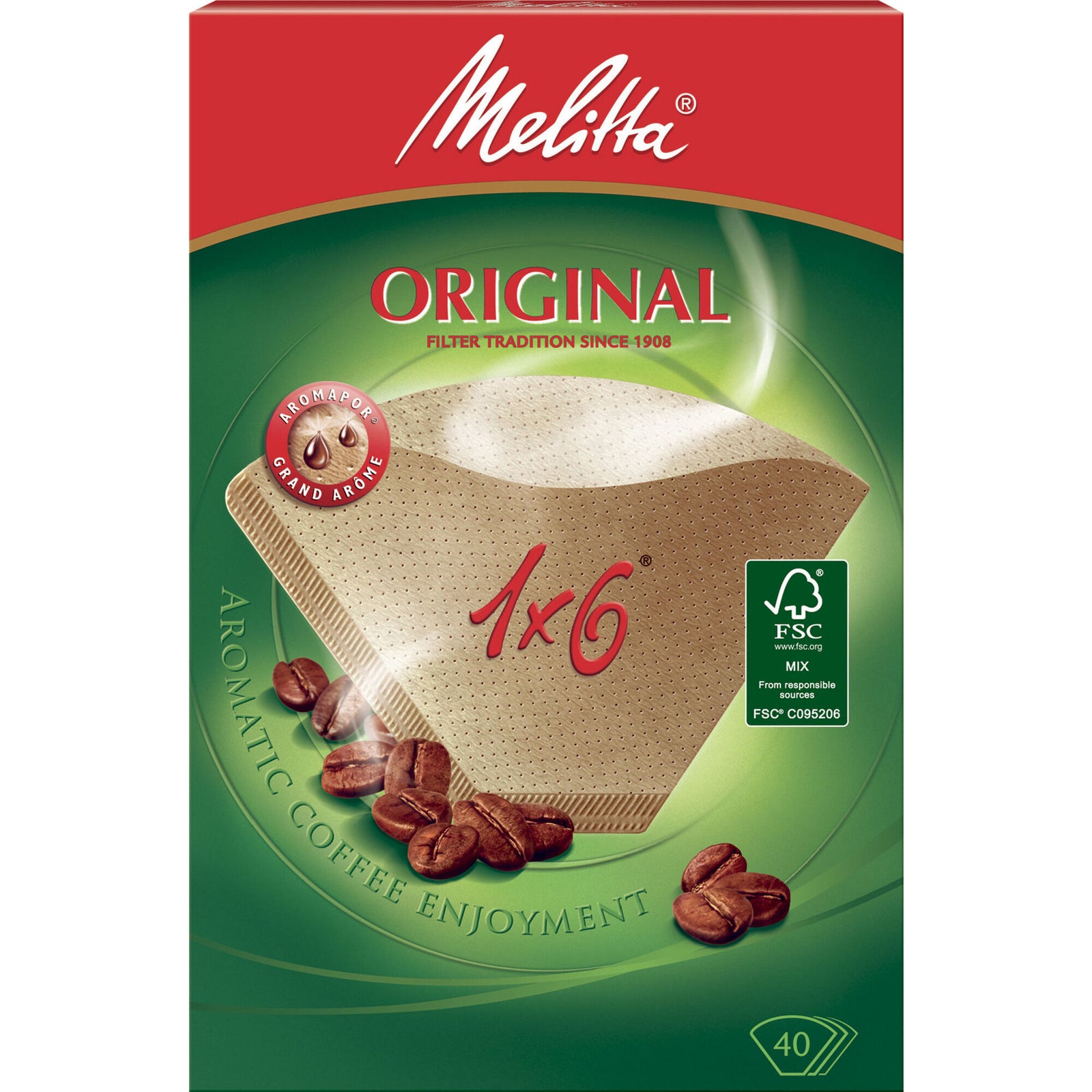 Melitta Melitta Original Kaffefilter 1x6 40 stk. ❤ produktbillede (Kaffefilter)