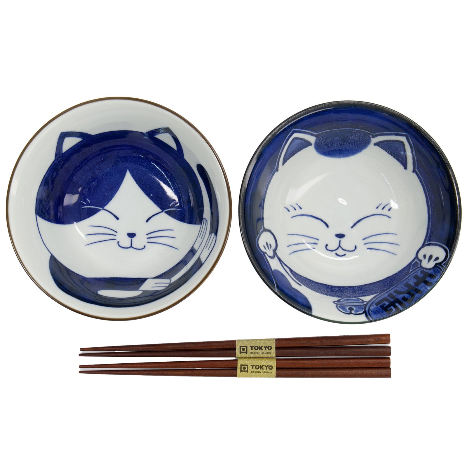 Tokyo design studio Tokyo Design Studio Kawaii Cat Gavesæt, skåle og spisepinde ❤ produktvisning (Tallerkener & Skåle)