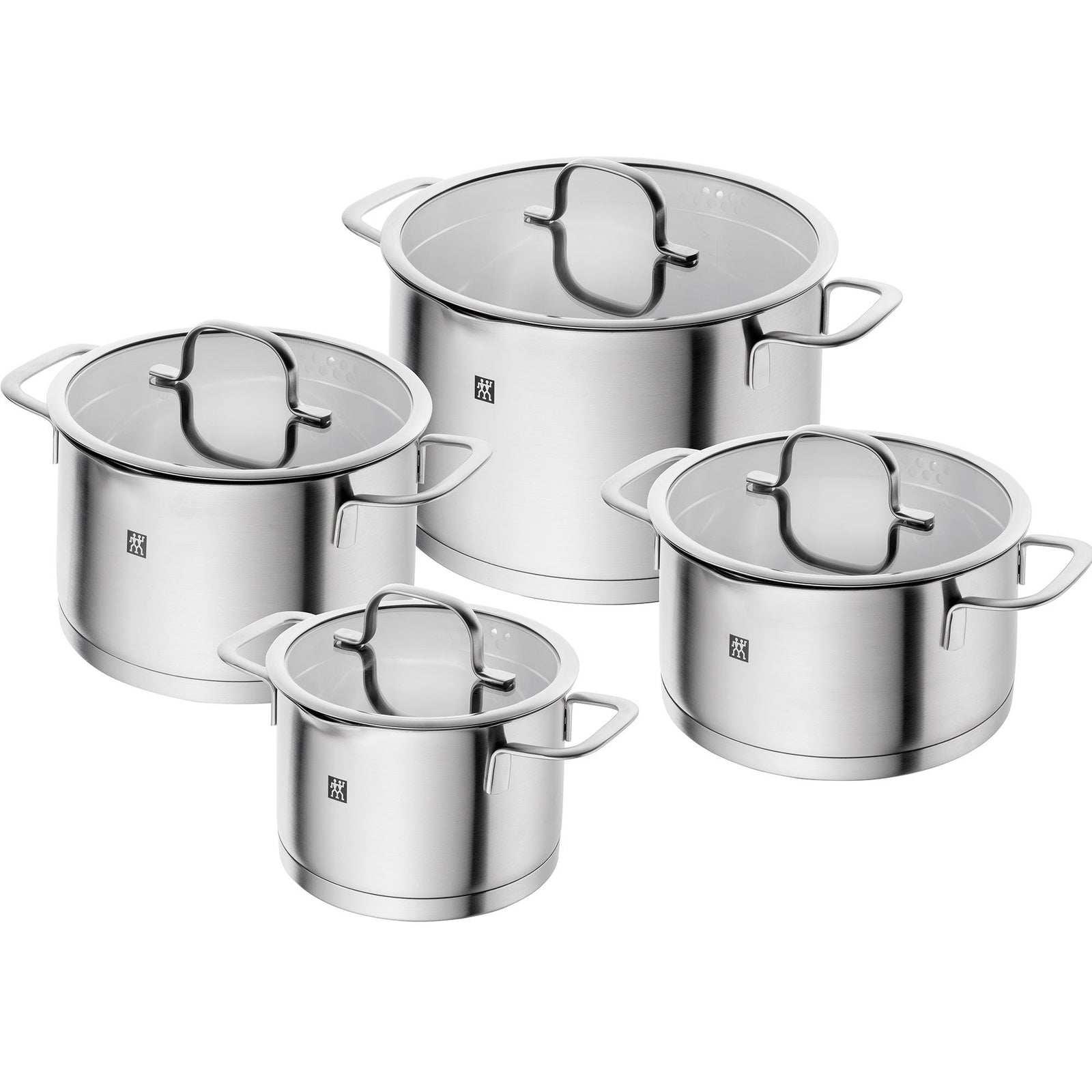 Zwilling Zwilling True Flow grydesæt 4 dele + 4 låg, rustfrit stål – vinkelbillede (Grydesæt & Kasseroller)