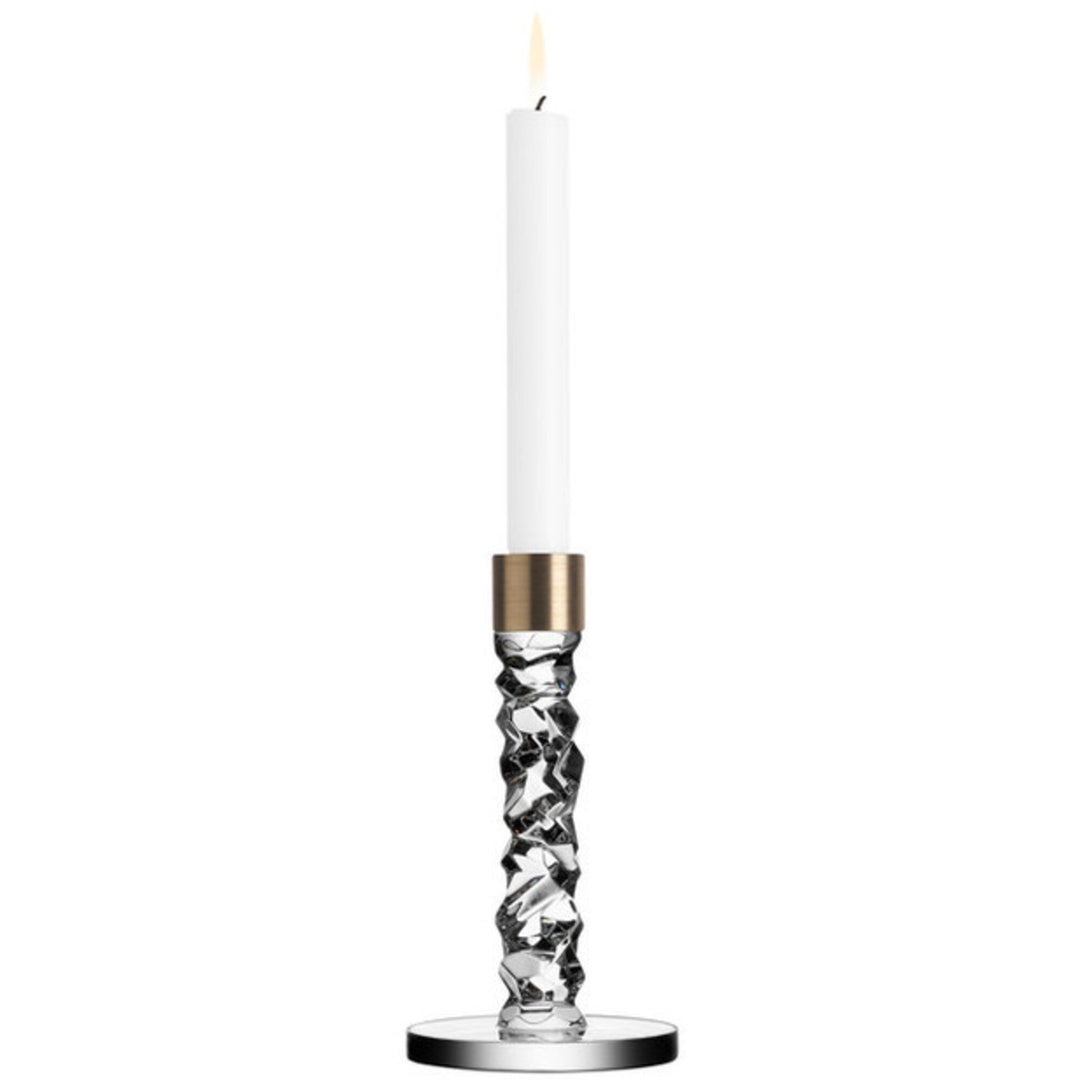 Orrefors Orrefors Carat lysestage messing, 18,3cm. ❤ frontbillede (Lysestage)