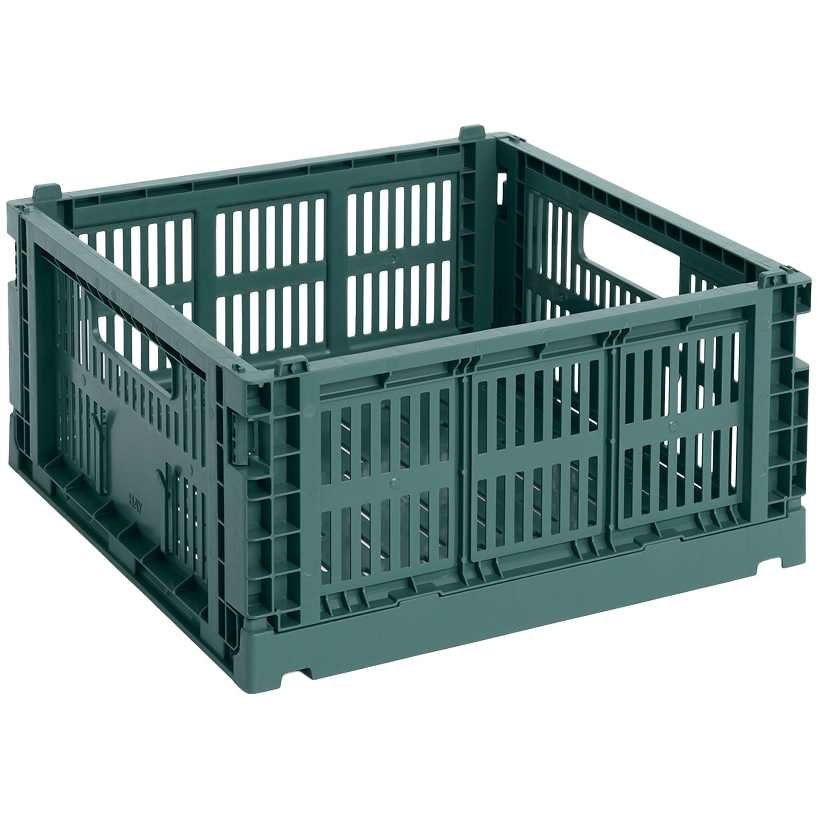 Hay HAY Colour Crate Medium Square Opbevaringskasse, mørkegrøn ❤ billede i brug (Opbevaringsboks)