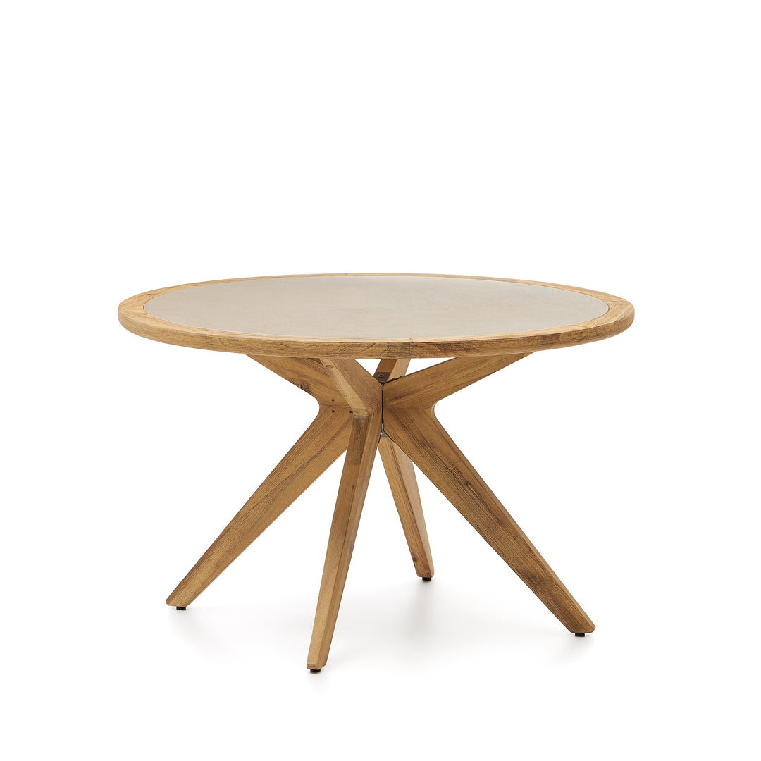 KAVE HOME Julieta havebord rund polycement og akacietræ Ø120