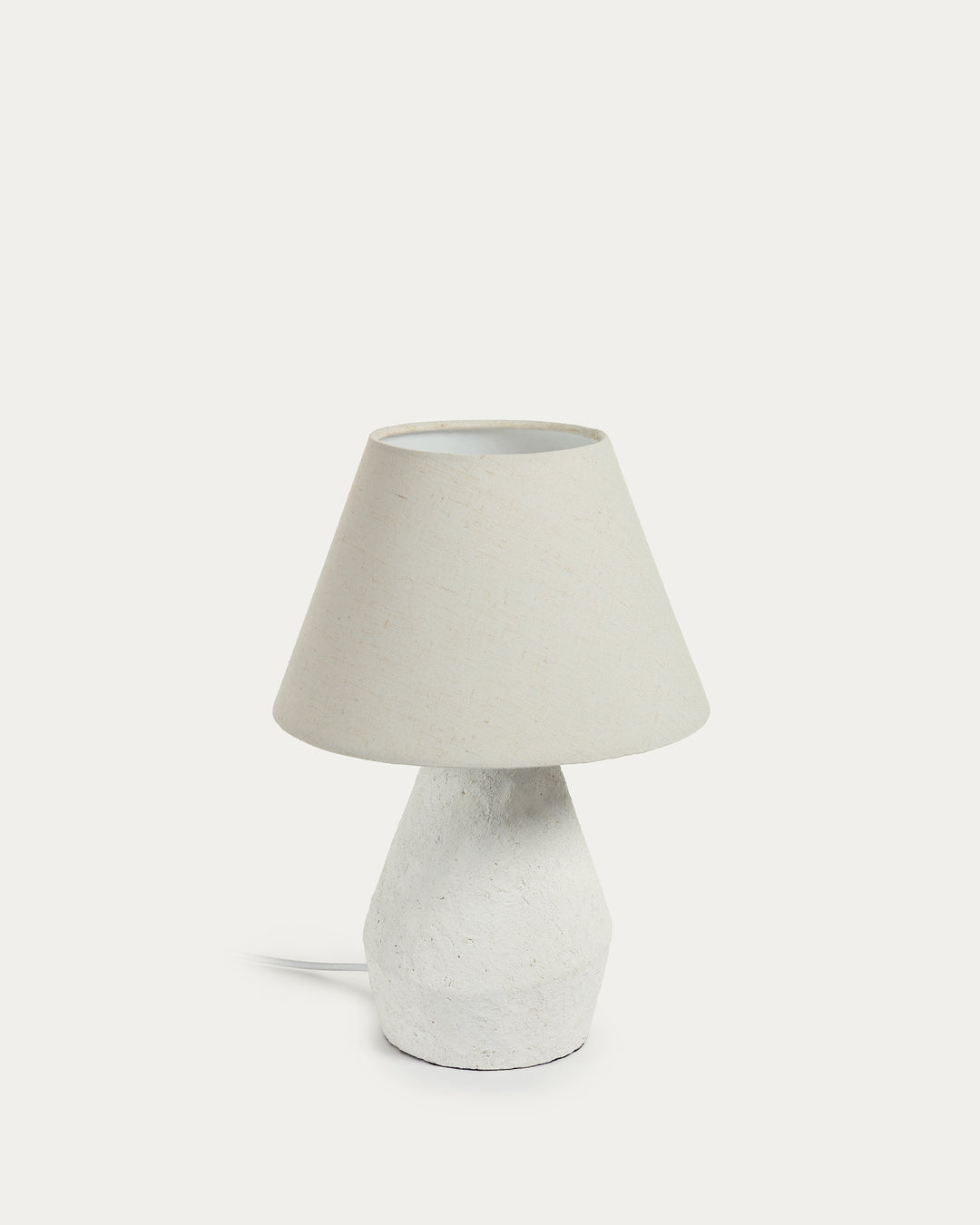 KAVE HOME Noara bordlampe rund hvid linned og magnesium Ø30