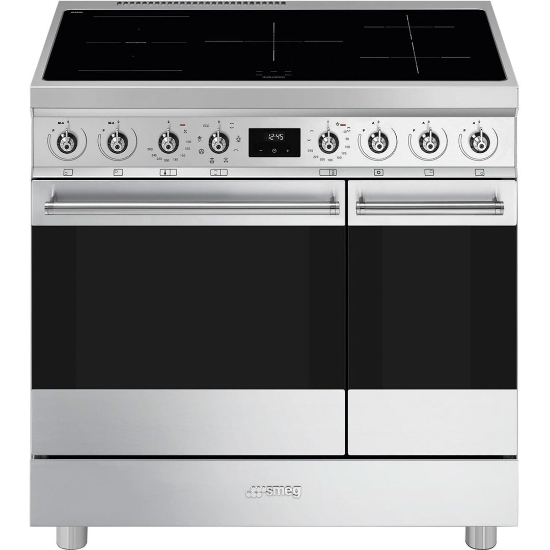 Smeg Smeg C92IMX2 Classic Induktionskomfur med 2 ovne, 90 cm, rustfrit stål ❤ vinkelbillede (Komfurer)