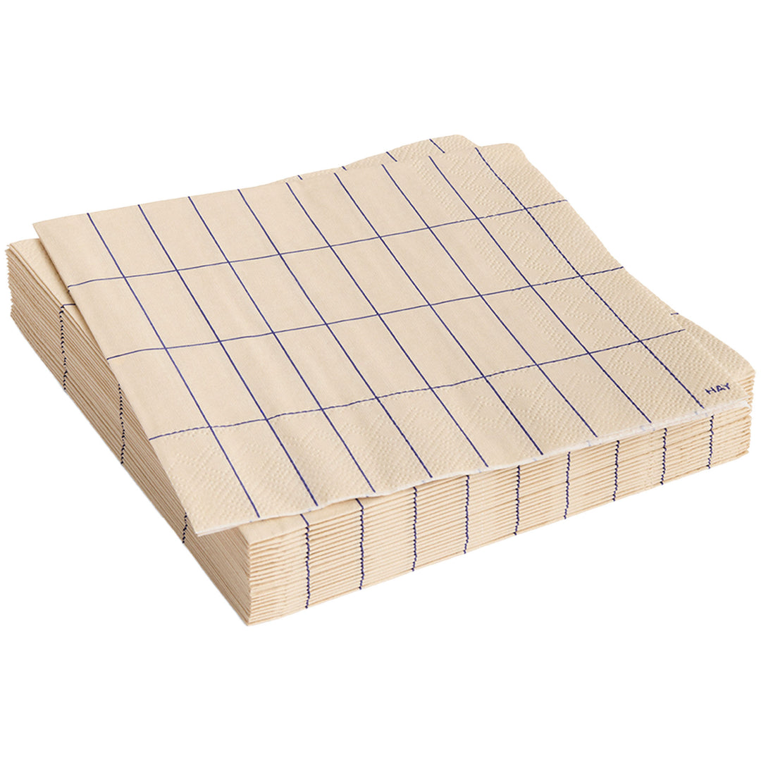 Hay HAY Pattern frokostservietter Off-White Blue Grid 20 stk. – frontbillede (Serviet)