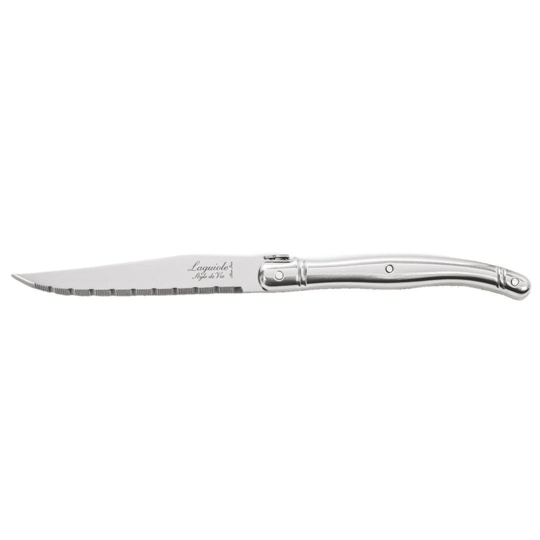 Laguiole Laguiole Premium Line steakknive 6 stk., rustfrit stål – billede i brug (Steakkniv)