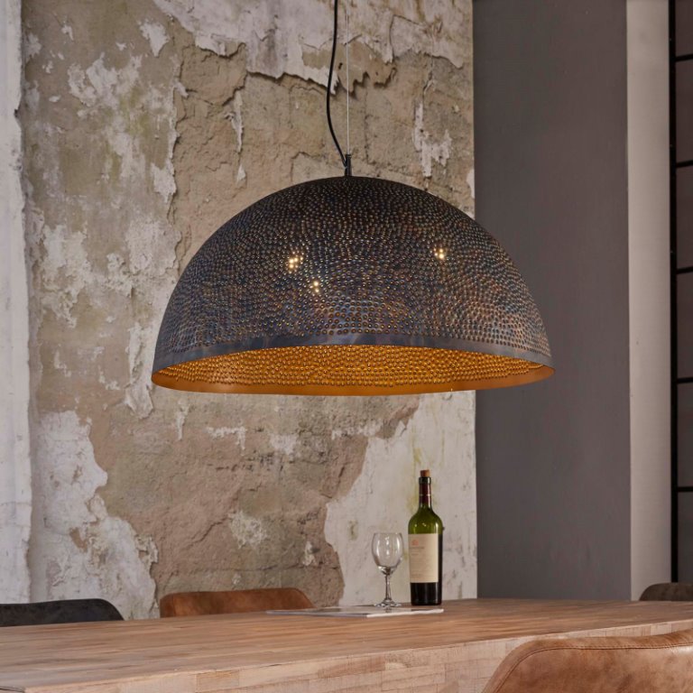 FURBO rund loftslampe sort/brun metal Ø70