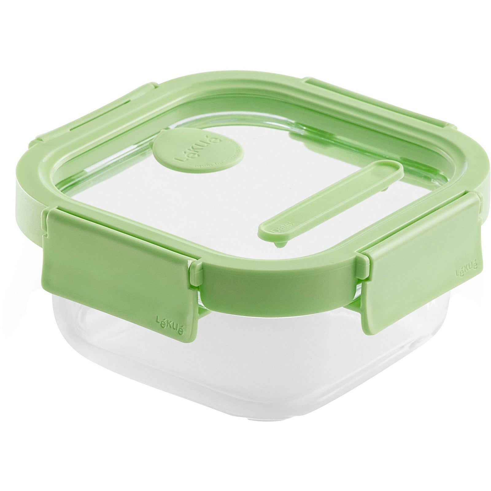 Lékué Lékué Kvadratisk madkasse 520 ml, glas/grøn – vinkelbillede (Madkasse)