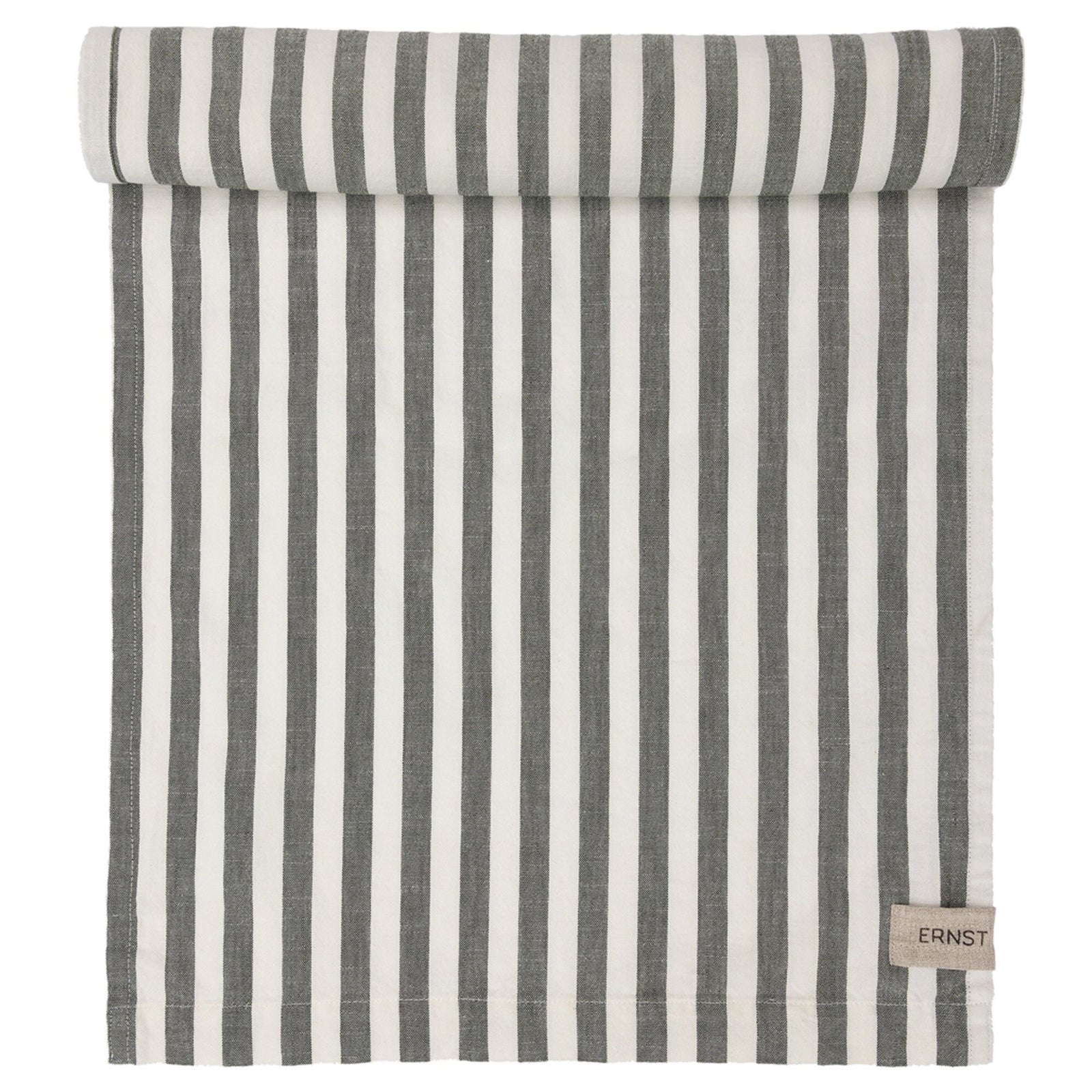Ernst Ernst Løber bred stribe 45x150 cm, grøn/hvid ❤ frontbillede (Løber)