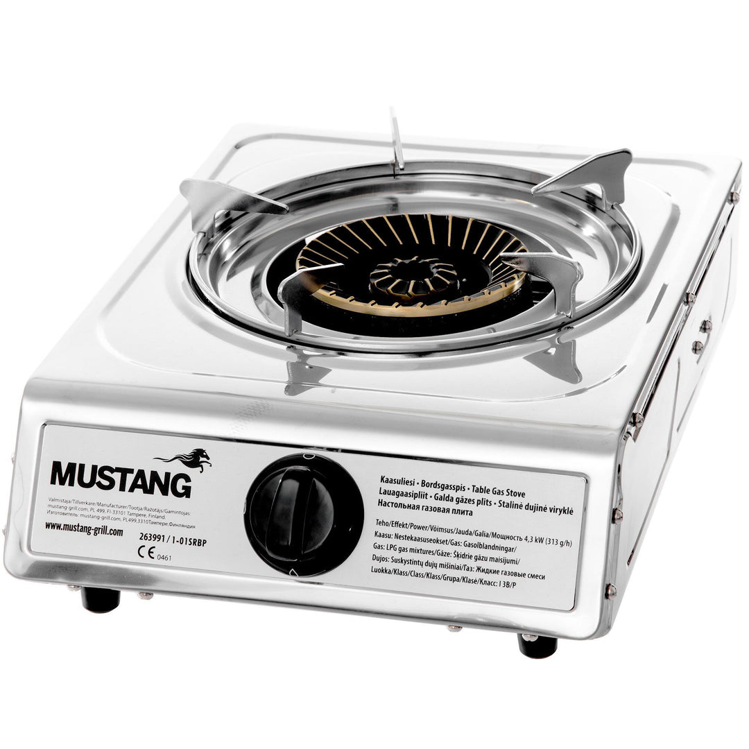Mustang Mustang Gaskogeplade 1 Brænder Rustfrit stål 4,3 kW. ❤ frontbillede (Gaskogeplade)