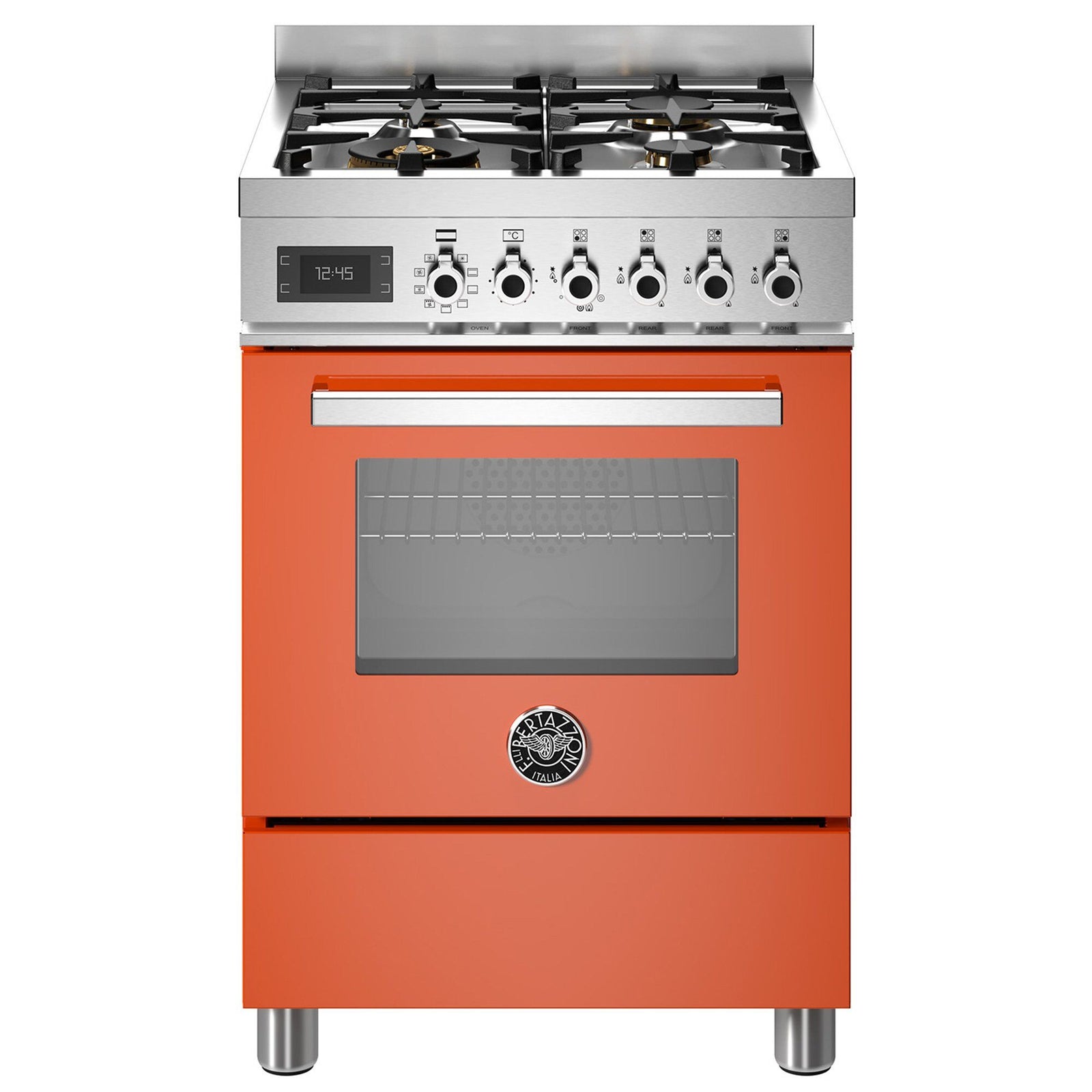 Bertazzoni Bertazzoni PRO64L1EART Professional gaskomfur med ovn, 60 cm, orange – produktbillede (Gasblus)