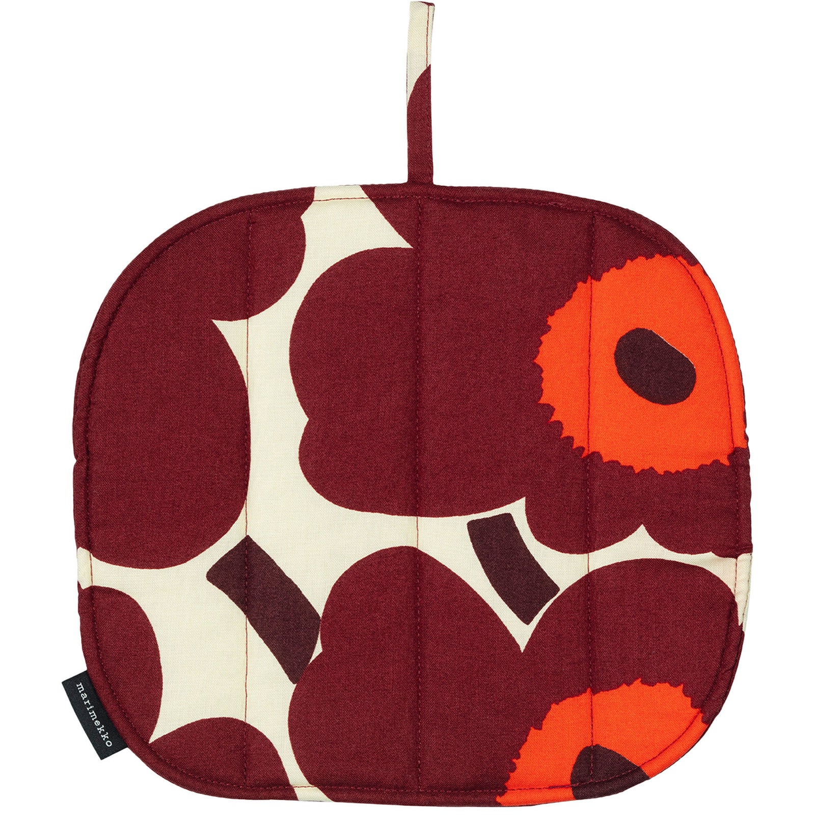 Marimekko Marimekko Pieni Unikko Grydelap, vanilje/vinrød/rød ❤ frontbillede (Grydelap)