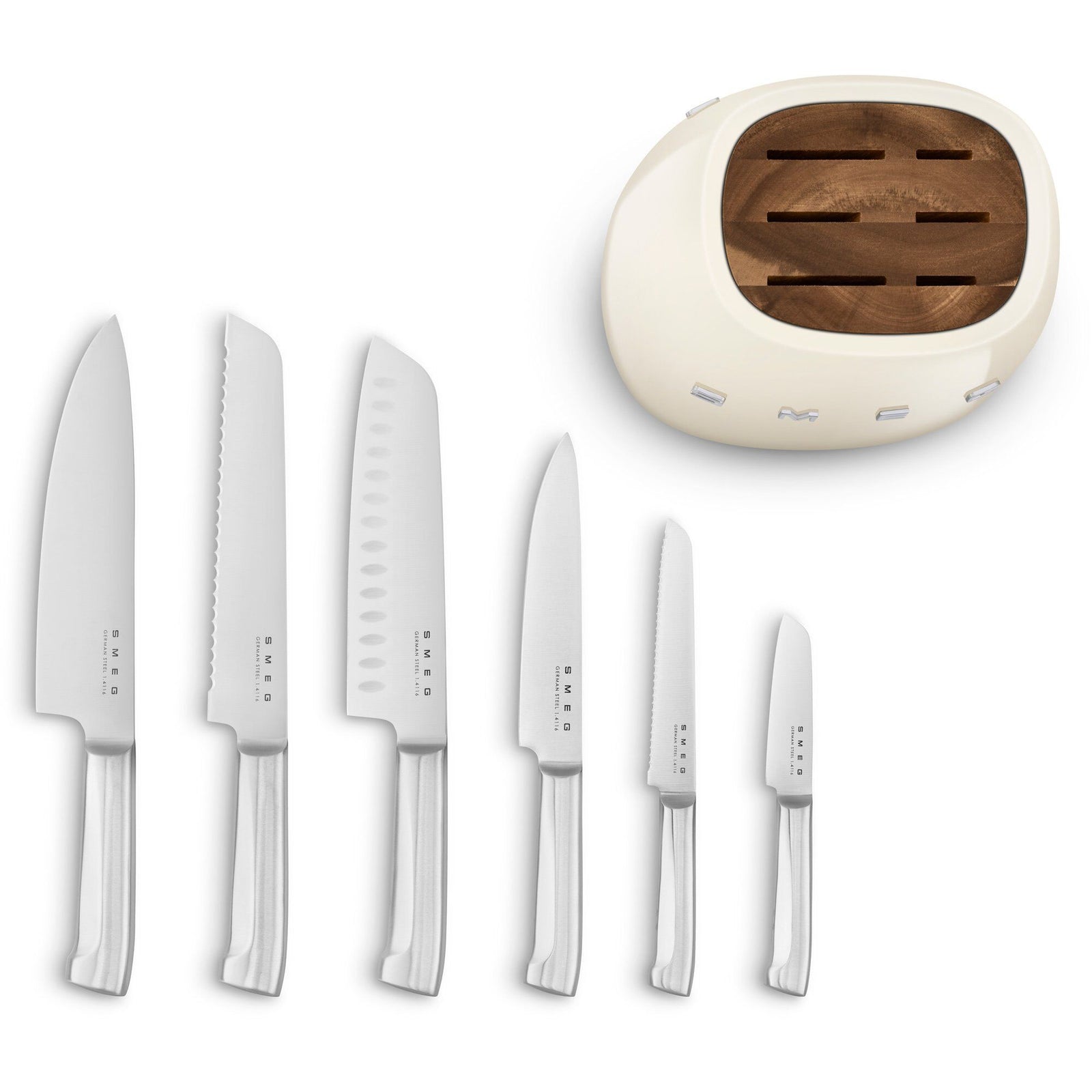 Smeg Smeg Knivblok med knive 6 stk., creme – produktvisning (Knivsæt)