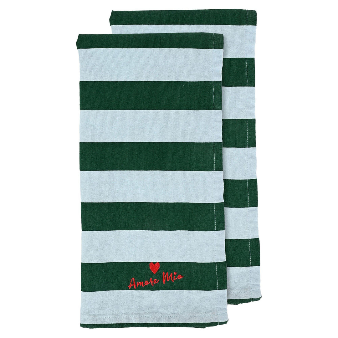 Byon Byon Love viskestykke 50x70 cm, grøn/lysblå, 2 stk. – produktbillede (Køkkenhåndklæde)