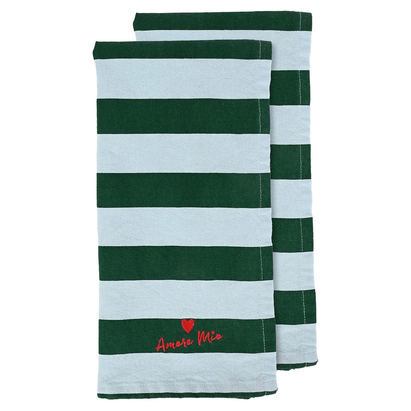 Byon Byon Love viskestykke 50x70 cm, grøn/lysblå, 2 stk. – produktbillede (Køkkenhåndklæde)