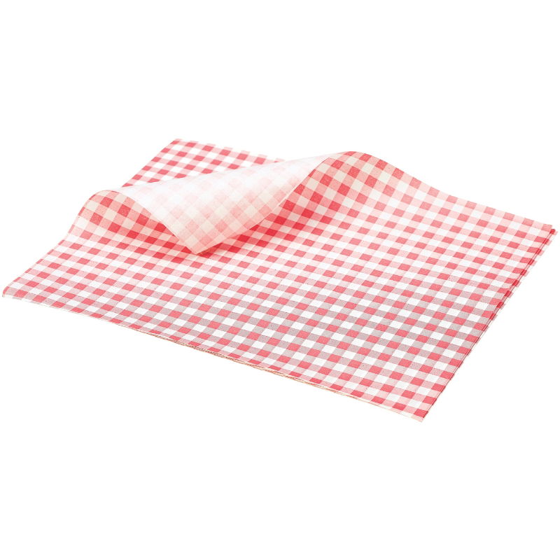 Produktbillede af Fedttæt Papir Ternet Rød 25 x 20cm 1000 Stk. på tilbud – premium kvalitet og detaljer