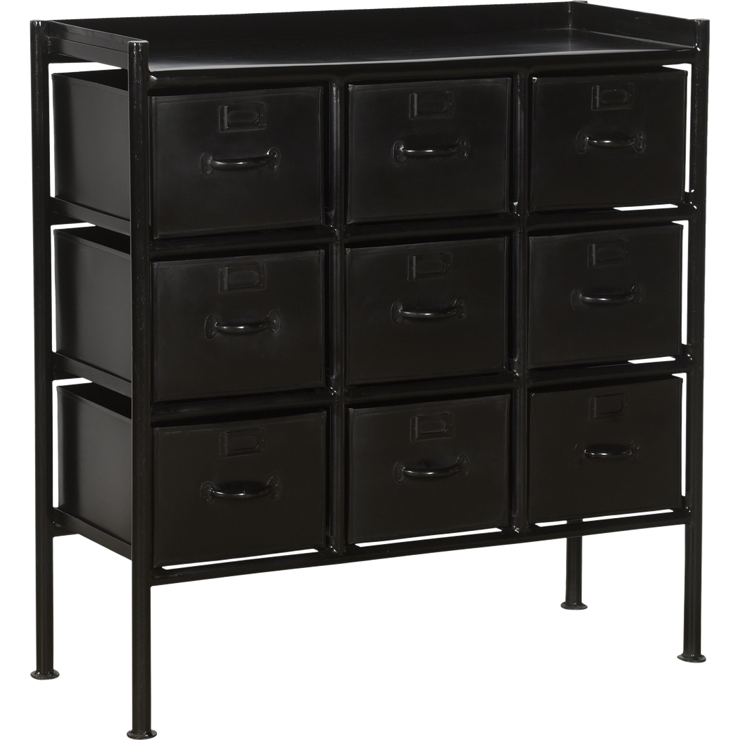 Produktbillede af TRADEMARK LIVING SAGA KOMMODE M/9 SKUFFER SORT 87 i premium kvalitet