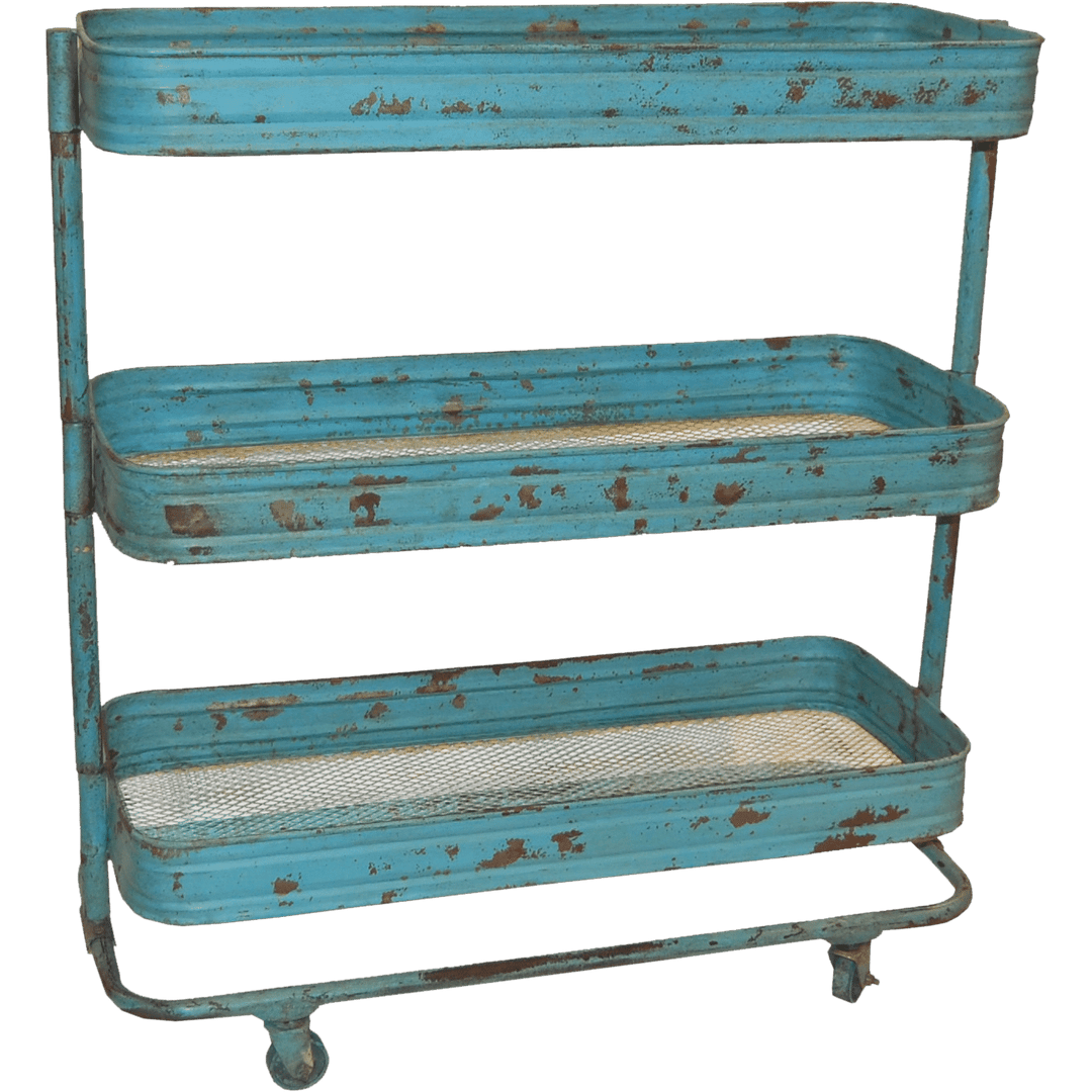 Produktbillede af TRADEMARK LIVING VEGA RULLEBORD ANTIKBLÅ PATINA 75 i premium kvalitet