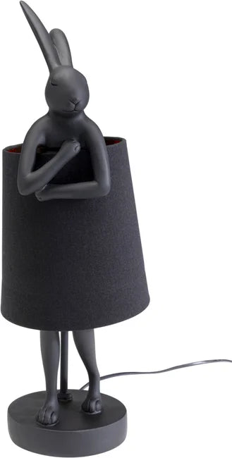 KARE DESIGN Animal Rabbit bordlampe sort linnedhør og mat sort polyresin/stål H:50cm