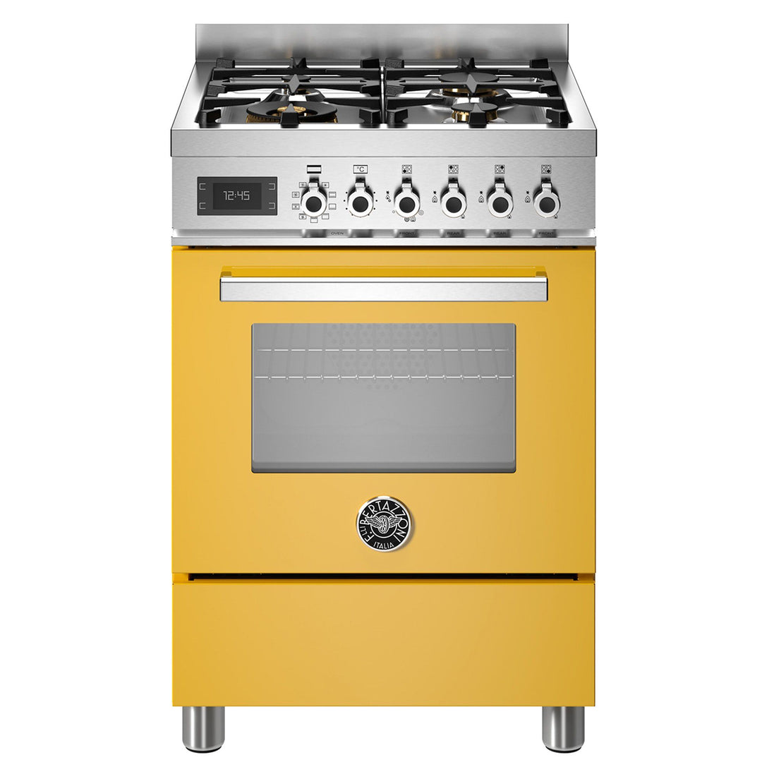 Bertazzoni Bertazzoni PRO64L1EGIT Professional gaskomfur med ovn, 60 cm, gul – produktfoto (Gasblus)
