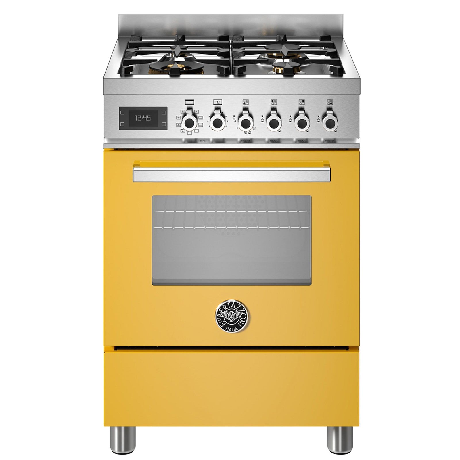 Bertazzoni Bertazzoni PRO64L1EGIT Professional gaskomfur med ovn, 60 cm, gul – produktfoto (Gasblus)