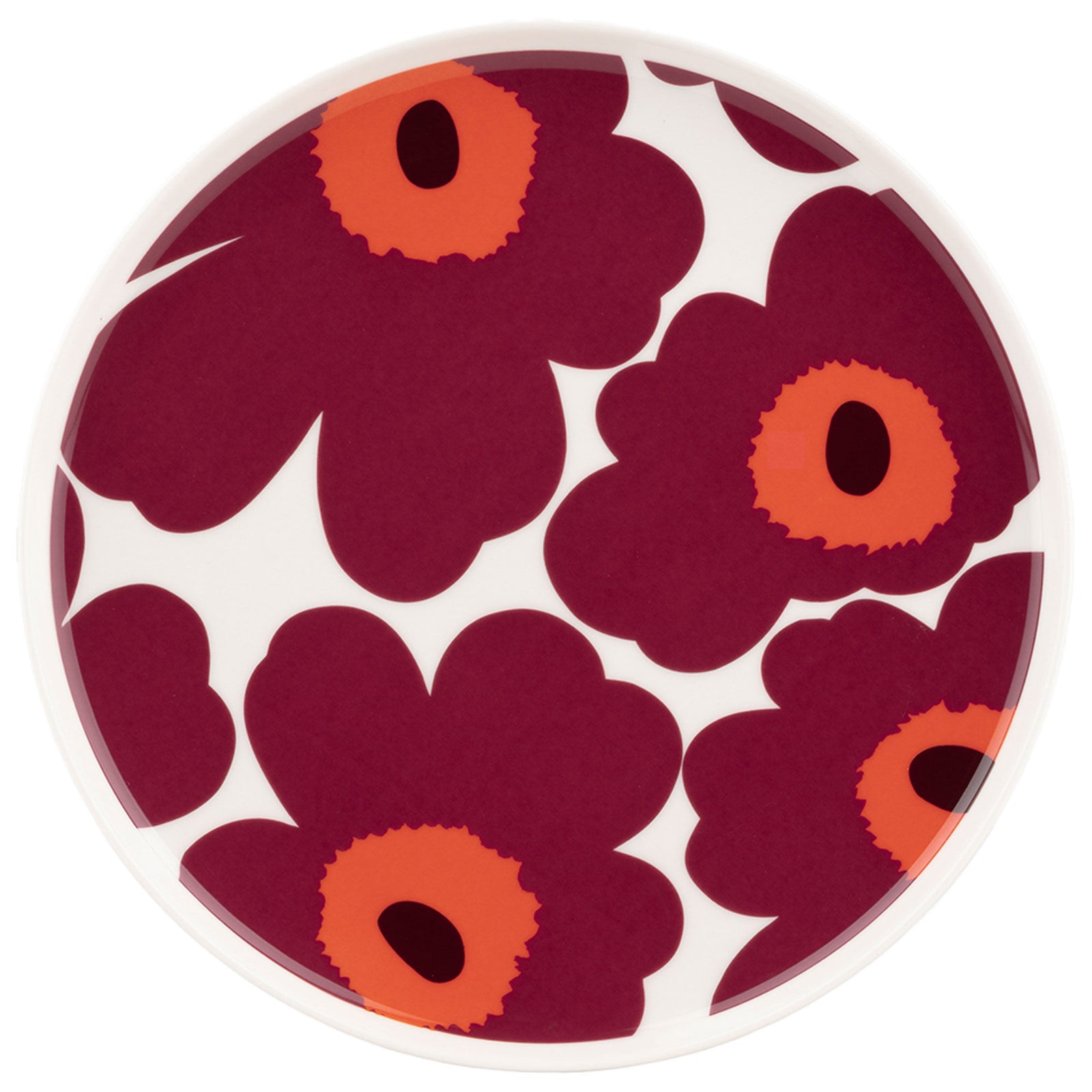 Marimekko Marimekko Unikko Tallerken 20 cm, hvid/vinrød/rød ❤ produktfoto i kategorien Tallerken