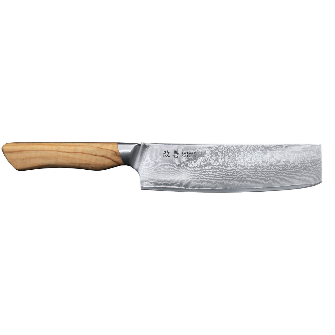 Satake Satake Kaizen Nakiri grøntsagskniv, 16 cm – billede i brug (Grøntsagskniv)