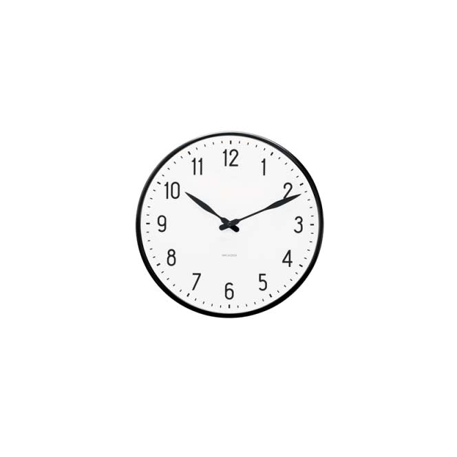 Produktbillede af Arne Jacobsen Station Vægur Ø16 cm sort/hvid i premium kvalitet