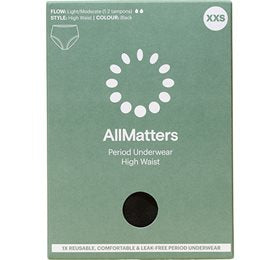 Detaljeret produktbillede af AllMatters Menstruationstrusse High Waist Underwear Light/Moderate XXS på tilbud