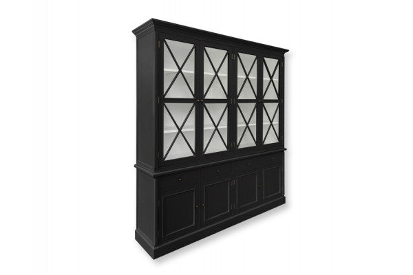 Produktbillede af Alrø Vitrineskab 210x200x44 cm Sort/Hvid på tilbud i høj kvalitet