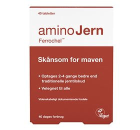 Detaljeret produktbillede af Amino Jern 25 mg. 40 tabl. på tilbud