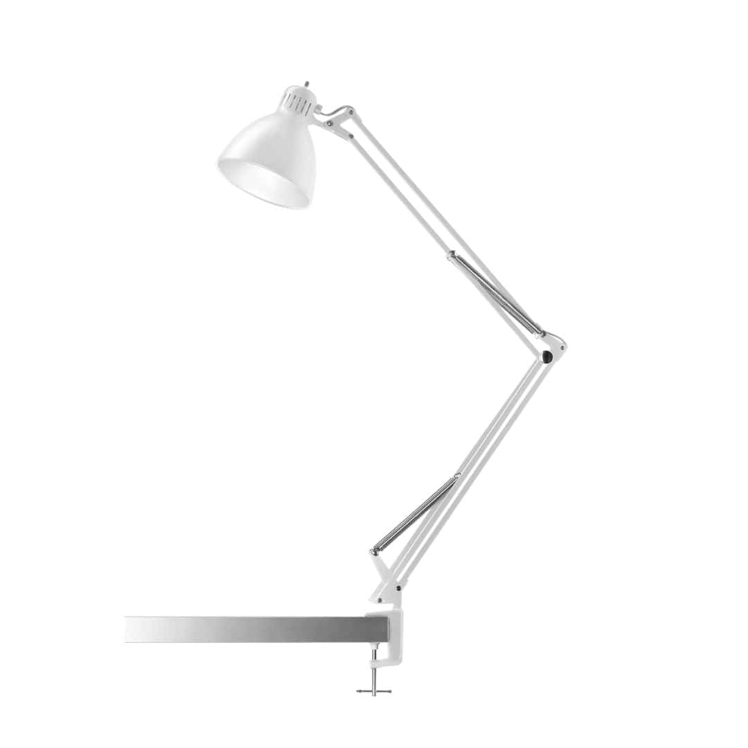 Produktbillede af Archi T2 Bordlampe med klemme Mat Hvid Nordic Living i premium kvalitet