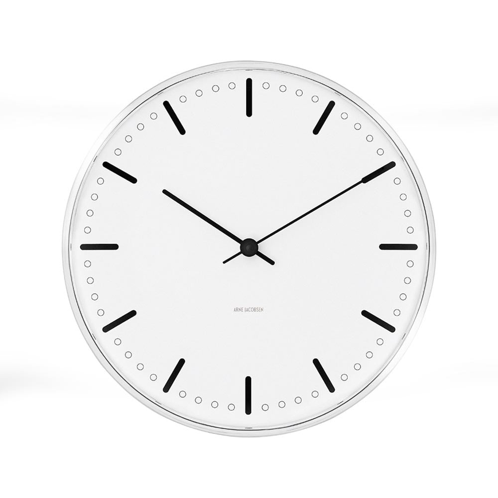 Produktbillede af Arne Jacobsen City Hall Vægur Ø21 cm sort/hvid i premium kvalitet